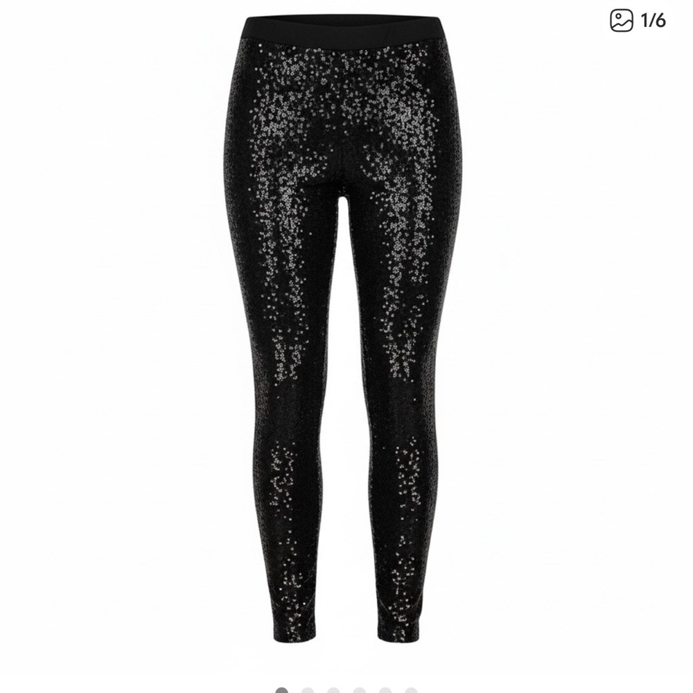 Tipsy‎ Elves Sparkly  Sequin Glam Black Legging Pants